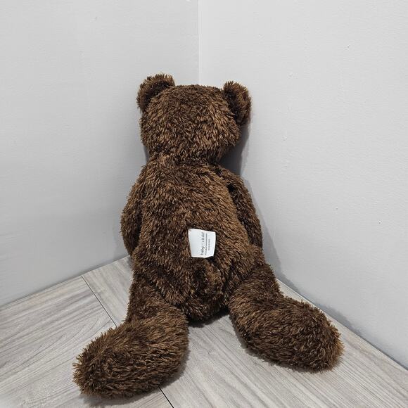 Restoration Hardware Baby Child Large Dark Brown Teddy Bear Shaggy Plush 2010 - Picture 4 of 7